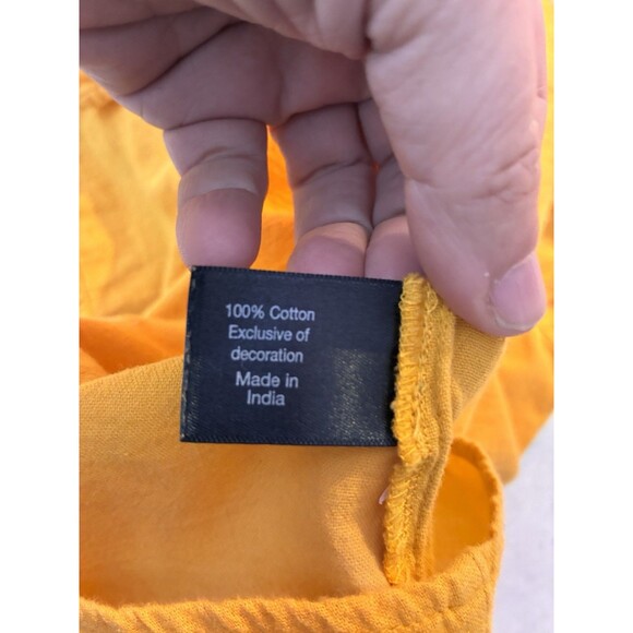 Lane Bryant 18/20 Mustard Boho Peasant Top Eyelet Bell Sleeve Cotton Shirt - Picture 4 of 8